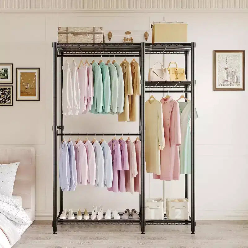 Portant à vêtements autoportant en acier avec étagères 194 cm H | Capacité de 227 kg