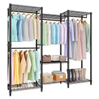 Portant à vêtements autoportant en acier avec étagères 194 cm H | Capacité de 227 kg