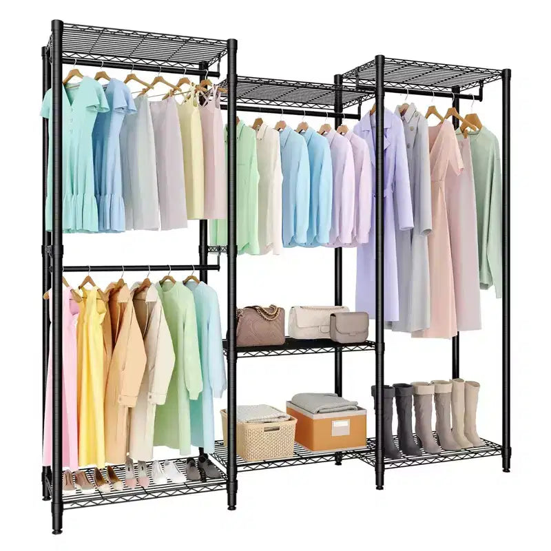 Portant à vêtements autoportant en acier avec étagères 194 cm H | Capacité de 227 kg