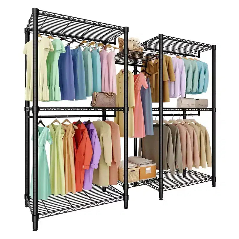 Portant à vêtements autoportant en acier avec étagères 194 cm H | Capacité de 227 kg