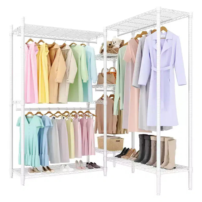 Portant à vêtements autoportant en acier avec étagères 194 cm H | Capacité de 227 kg