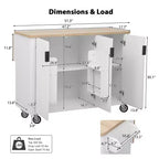 Îlot de cuisine roulant en MDF et pin 36,4''H x 51,3''P x 29,5''L