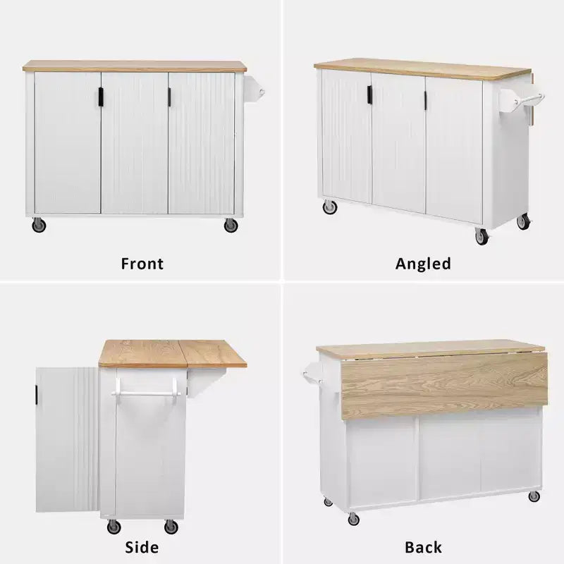 Îlot de cuisine roulant en MDF et pin 36,4''H x 51,3''P x 29,5''L