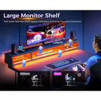 Bureau de jeu LED 48'' avec prises de courant et support de moniteur