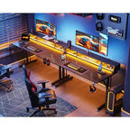 Bureau de jeu LED 48'' avec prises de courant et support de moniteur