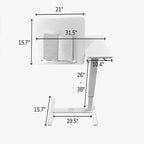 Table de lit roulante en métal 101,6 cm H x 80 cm P x 40 cm L