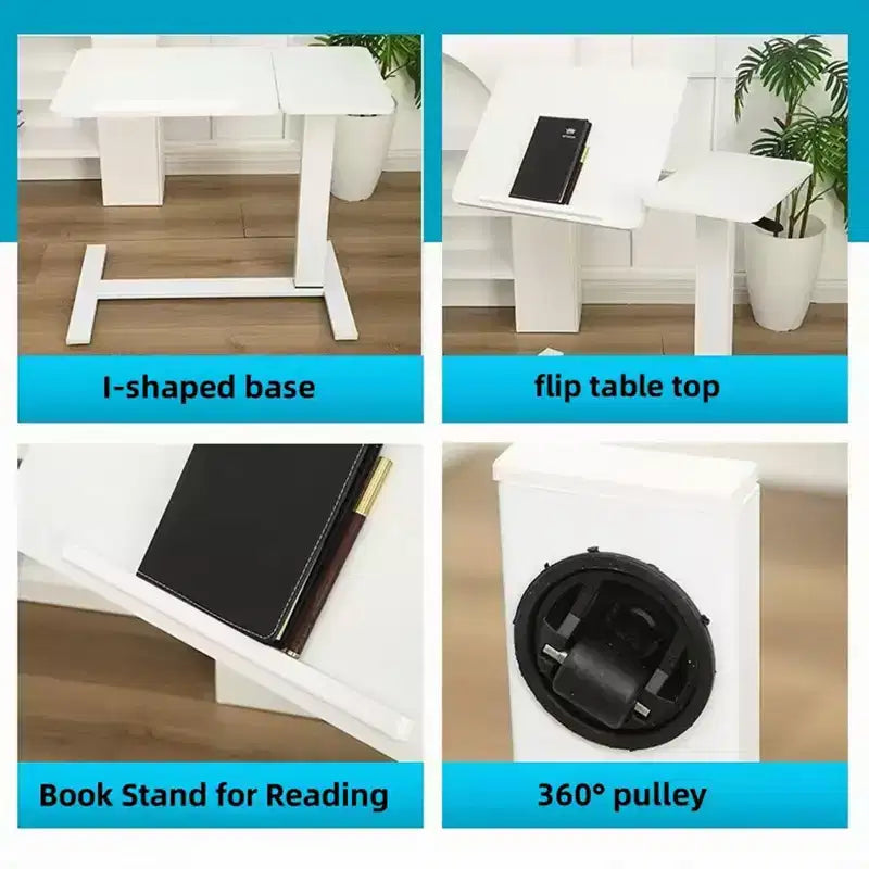 Table de lit roulante en métal 101,6 cm H x 80 cm P x 40 cm L