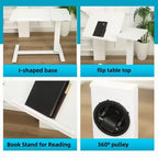 Table de lit roulante en métal 101,6 cm H x 80 cm P x 40 cm L