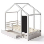 Lit d'enfant en bois avec cadre de maison, double, 183 cm (H) x 106,4 cm (l) x 203,5 cm (P)