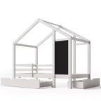 Lit d'enfant en bois avec cadre de maison, double, 183 cm (H) x 106,4 cm (l) x 203,5 cm (P)