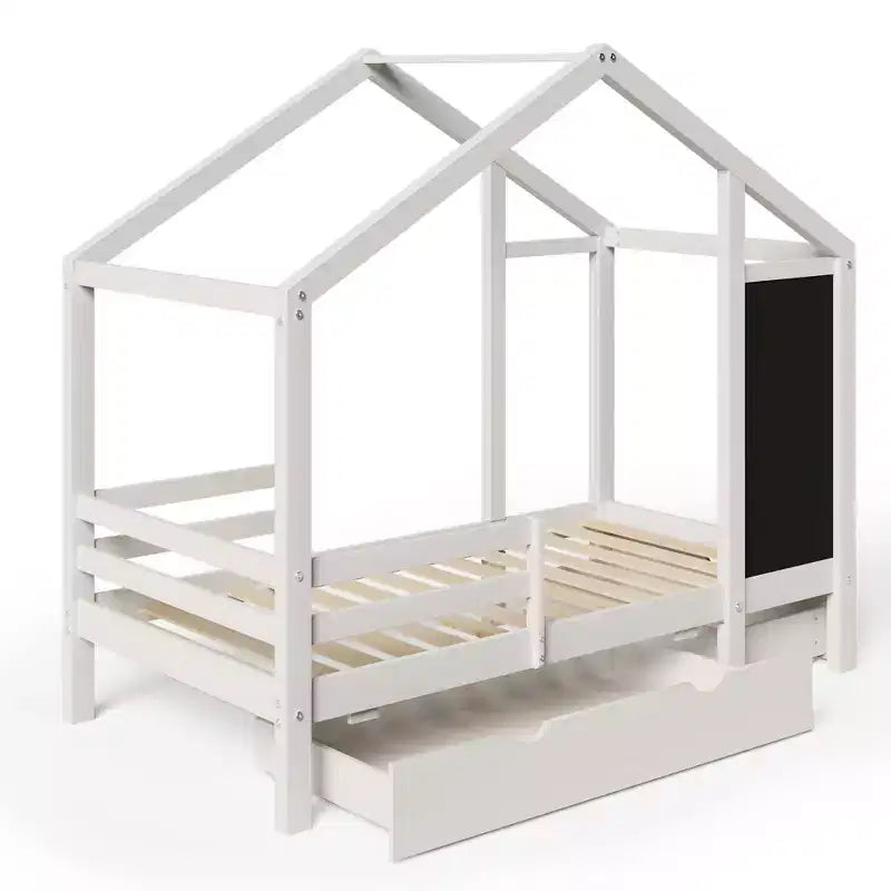 Lit d'enfant en bois avec cadre de maison, double, 183 cm (H) x 106,4 cm (l) x 203,5 cm (P)