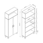 Meuble de rangement double porte en chêne blanc