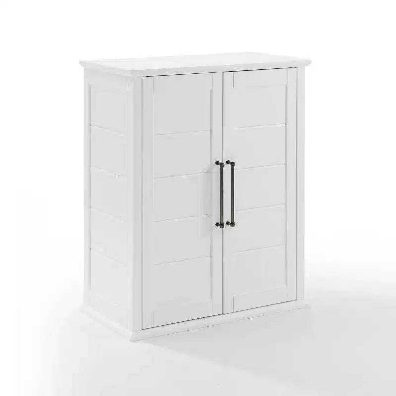 Bartlett Stackable Storage Pantry White - Crosley: Coastal Style, 3 Adjustable Shelves, MDF Wood Veneer, Anti-Tip Hardware