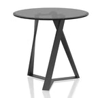 Table d'appoint ronde en acier et verre trempé H 57,7 cm x Ø 61 cm