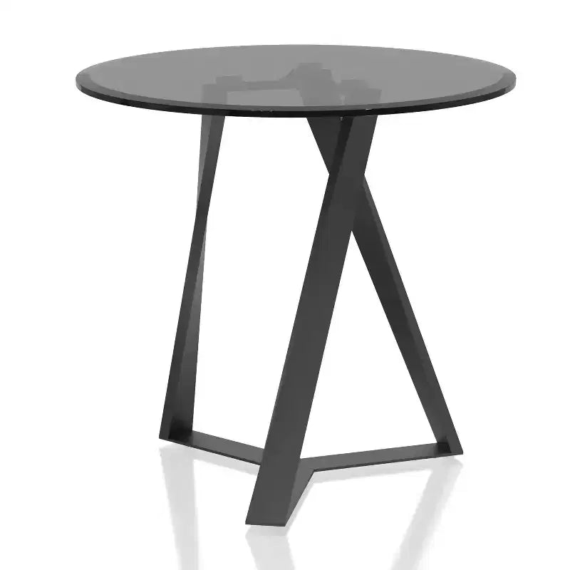 Table d'appoint ronde en acier et verre trempé H 57,7 cm x Ø 61 cm