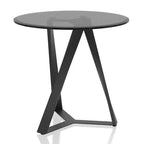 Table d'appoint ronde en acier et verre trempé H 57,7 cm x Ø 61 cm