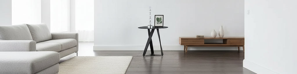 Table d'appoint ronde en acier et verre trempé H 57,7 cm x Ø 61 cm