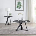 Table d'appoint ronde en acier et verre trempé H 57,7 cm x Ø 61 cm