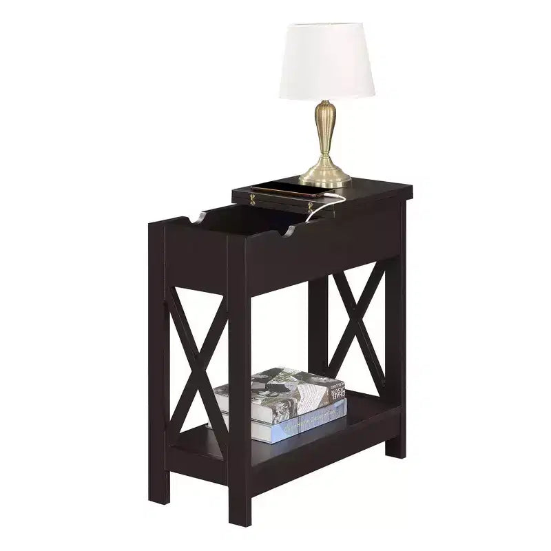 Table d'appoint en MDF à rabat avec station de charge 61 cm (H) x 60,3 cm (l) x 28,6 cm (P)