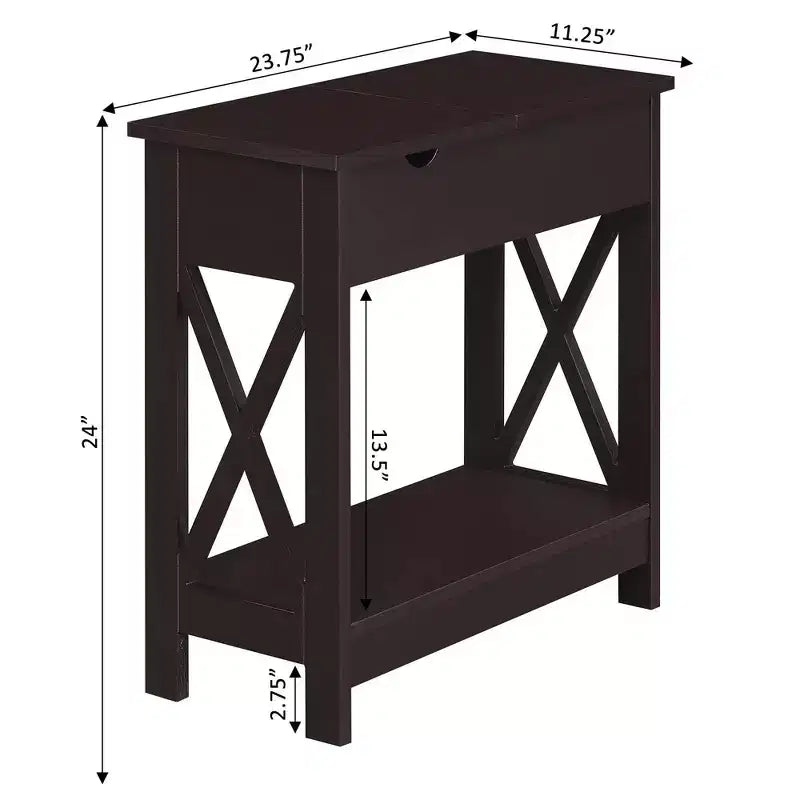 Table d'appoint en MDF à rabat avec station de charge 61 cm (H) x 60,3 cm (l) x 28,6 cm (P)