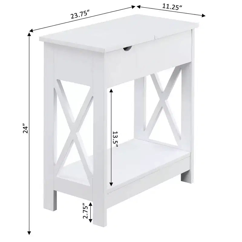 Table d'appoint en MDF à rabat avec station de charge 61 cm (H) x 60,3 cm (l) x 28,6 cm (P)