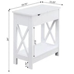 Table d'appoint en MDF à rabat avec station de charge 61 cm (H) x 60,3 cm (l) x 28,6 cm (P)