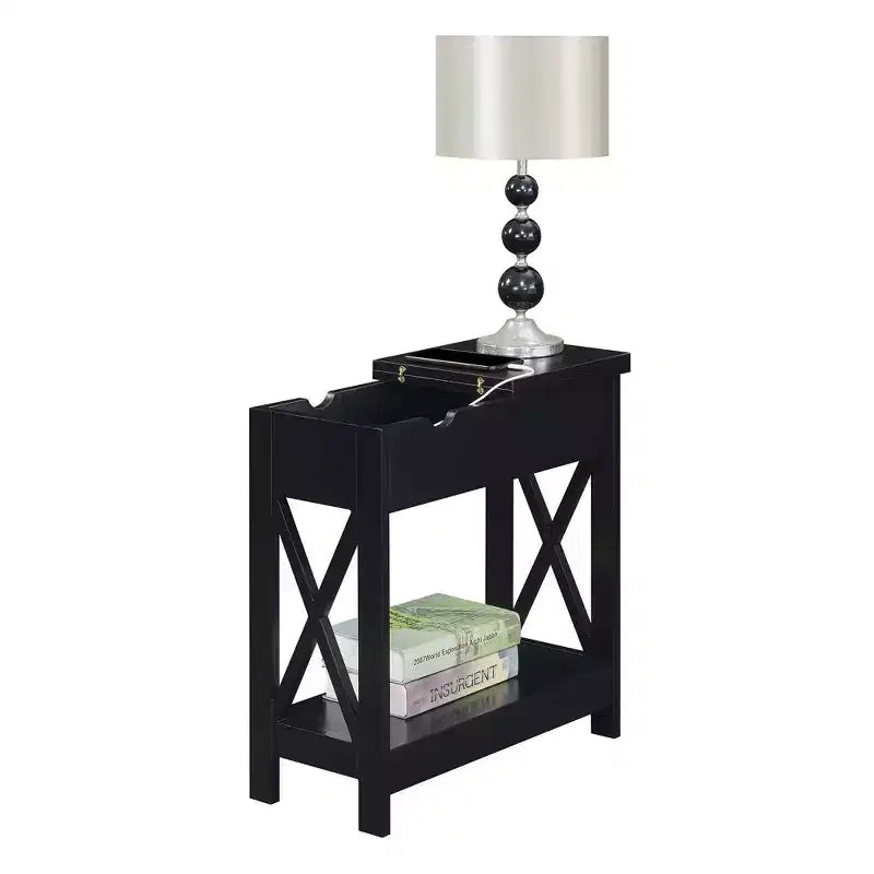 Table d'appoint en MDF à rabat avec station de charge 61 cm (H) x 60,3 cm (l) x 28,6 cm (P)