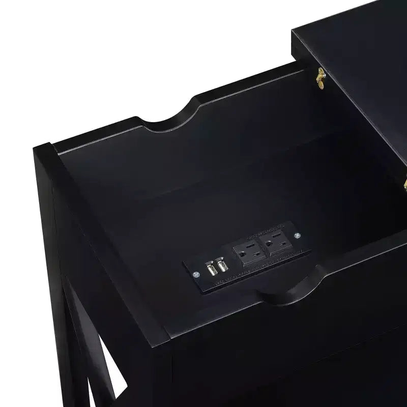 Table d'appoint en MDF à rabat avec station de charge 61 cm (H) x 60,3 cm (l) x 28,6 cm (P)