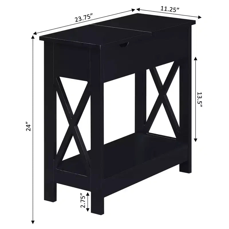 Table d'appoint en MDF à rabat avec station de charge 61 cm (H) x 60,3 cm (l) x 28,6 cm (P)