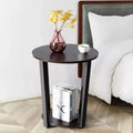 Table d'appoint ronde à 2 niveaux en panneaux de particules et fer 57 cm (H) x 49,5 cm (diamètre)