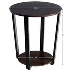 Table d'appoint ronde à 2 niveaux en panneaux de particules et fer 57 cm (H) x 49,5 cm (diamètre)