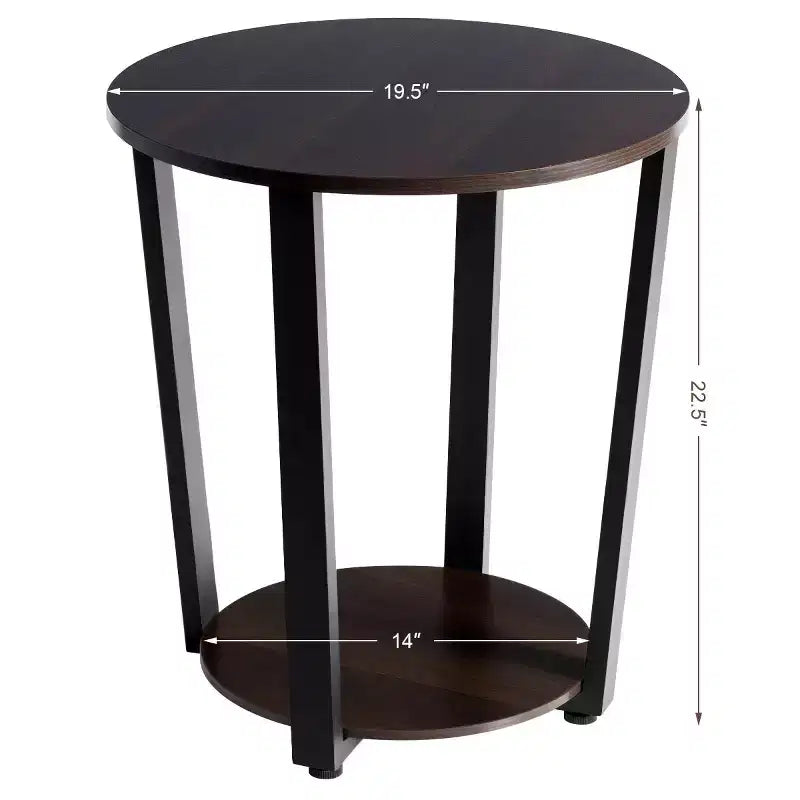 Table d'appoint ronde à 2 niveaux en panneaux de particules et fer 57 cm (H) x 49,5 cm (diamètre)