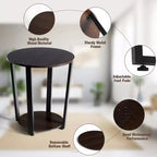 Table d'appoint ronde à 2 niveaux en panneaux de particules et fer 57 cm (H) x 49,5 cm (diamètre)
