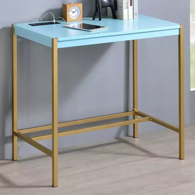 Bureau en acier et MDF avec port USB 75,5 cm H x 76 cm L x 46 cm P