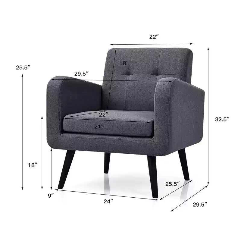 Fauteuil d'appoint en bois d'hévéa et lin 82,5 cm (H) x 75 cm (l) x 75 cm (P)