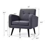 Fauteuil d'appoint en bois d'hévéa et lin 82,5 cm (H) x 75 cm (l) x 75 cm (P)