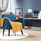 Fauteuil d'appoint en bois d'hévéa et lin 82,5 cm (H) x 75 cm (l) x 75 cm (P)