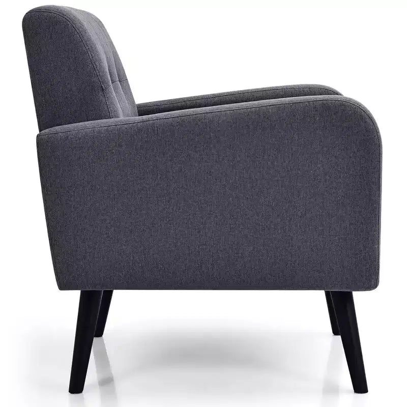 Fauteuil d'appoint en bois d'hévéa et lin 82,5 cm (H) x 75 cm (l) x 75 cm (P)