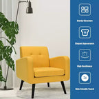 Fauteuil d'appoint en bois d'hévéa et lin 82,5 cm (H) x 75 cm (l) x 75 cm (P)