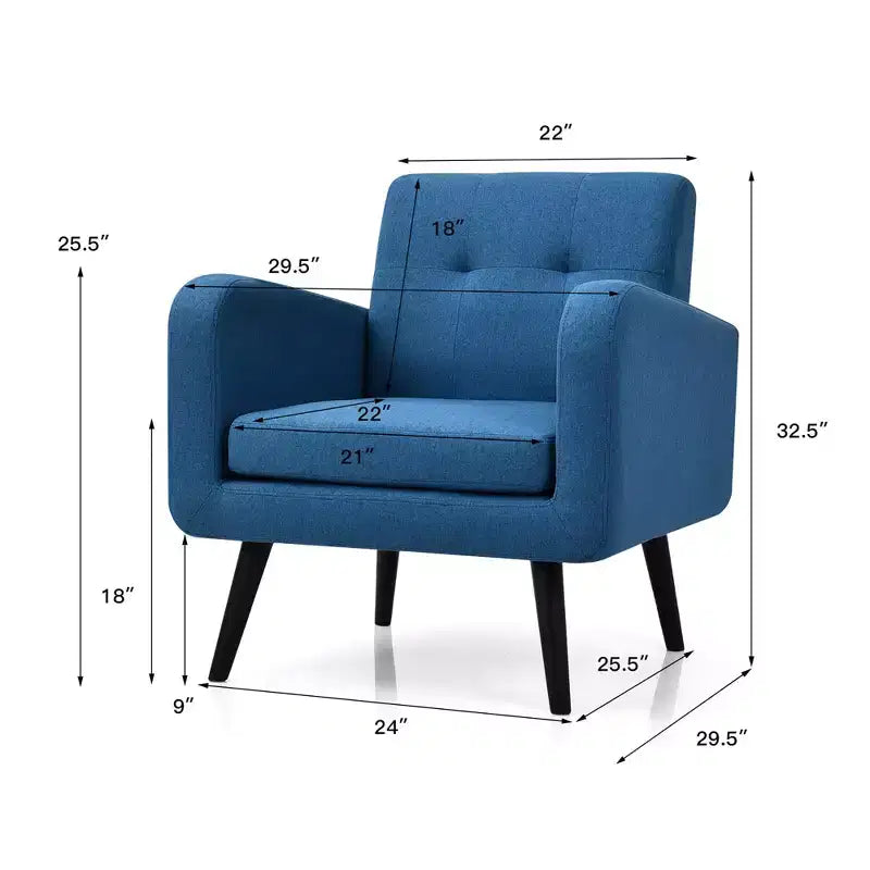 Fauteuil d'appoint en bois d'hévéa et lin 82,5 cm (H) x 75 cm (l) x 75 cm (P)