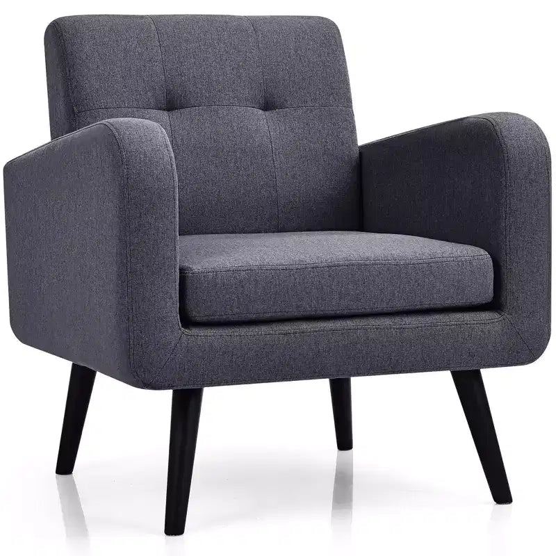 Fauteuil d'appoint en bois d'hévéa et lin 82,5 cm (H) x 75 cm (l) x 75 cm (P)