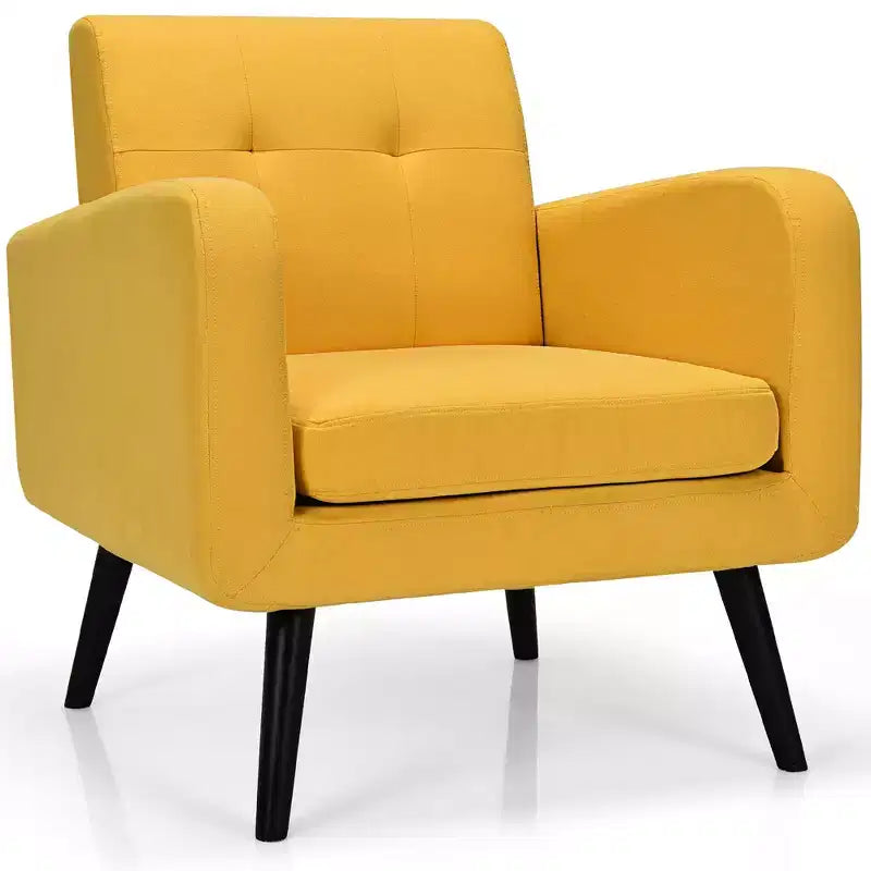 Fauteuil d'appoint en bois d'hévéa et lin 82,5 cm (H) x 75 cm (l) x 75 cm (P)
