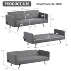 Canapé-lit futon convertible avec ports USB et multiprise