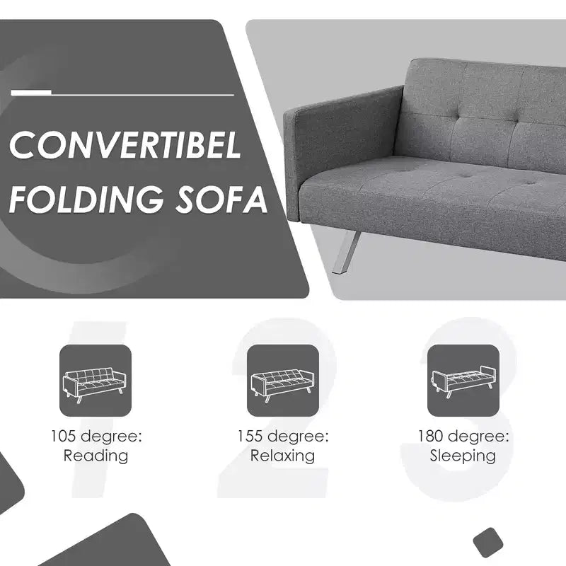 Canapé-lit futon convertible avec ports USB et multiprise