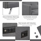 Canapé-lit futon convertible avec ports USB et multiprise