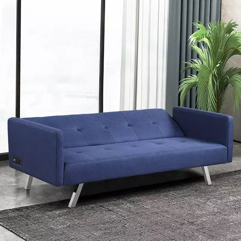 Canapé-lit futon convertible avec ports USB et multiprise