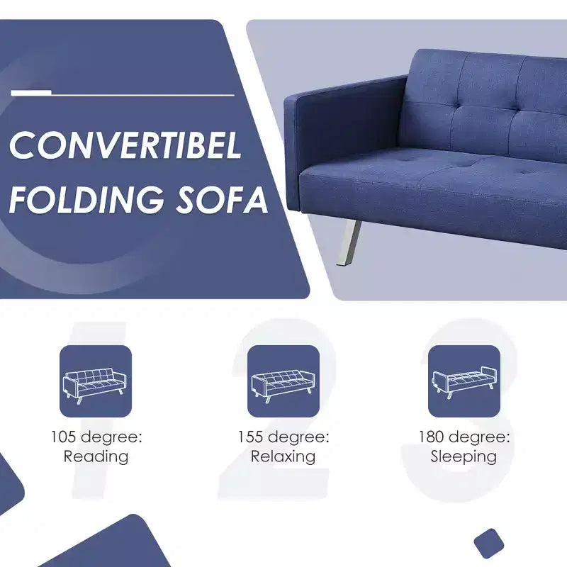 Canapé-lit futon convertible avec ports USB et multiprise