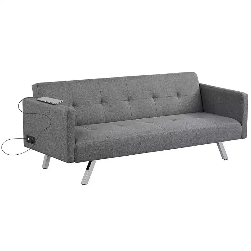 Canapé-lit futon convertible avec ports USB et multiprise