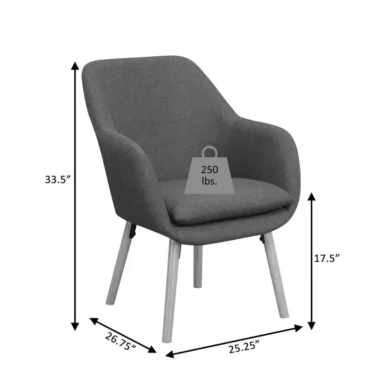 Fauteuil d'appoint en bois d'hévéa 33,5 po H x 26,75 po L