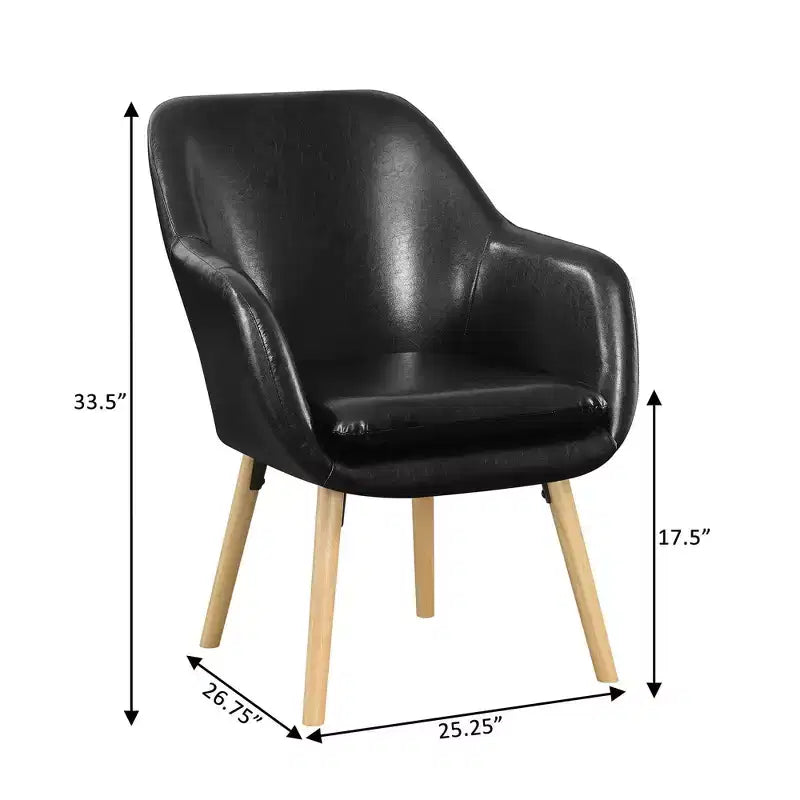 Fauteuil d'appoint en bois d'hévéa 33,5 po H x 26,75 po L